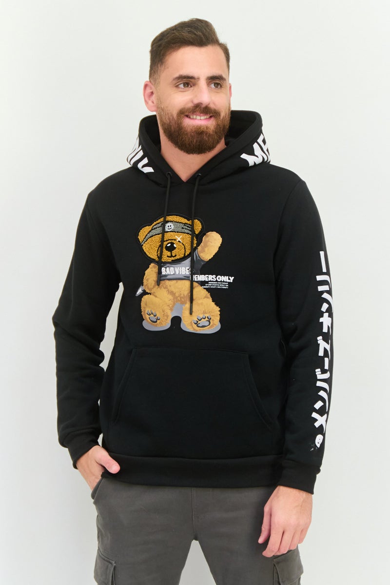 MEMBERS ONLY Men Hooded Embroidered Long Sleeves Sweatshirt, Black - Image 1