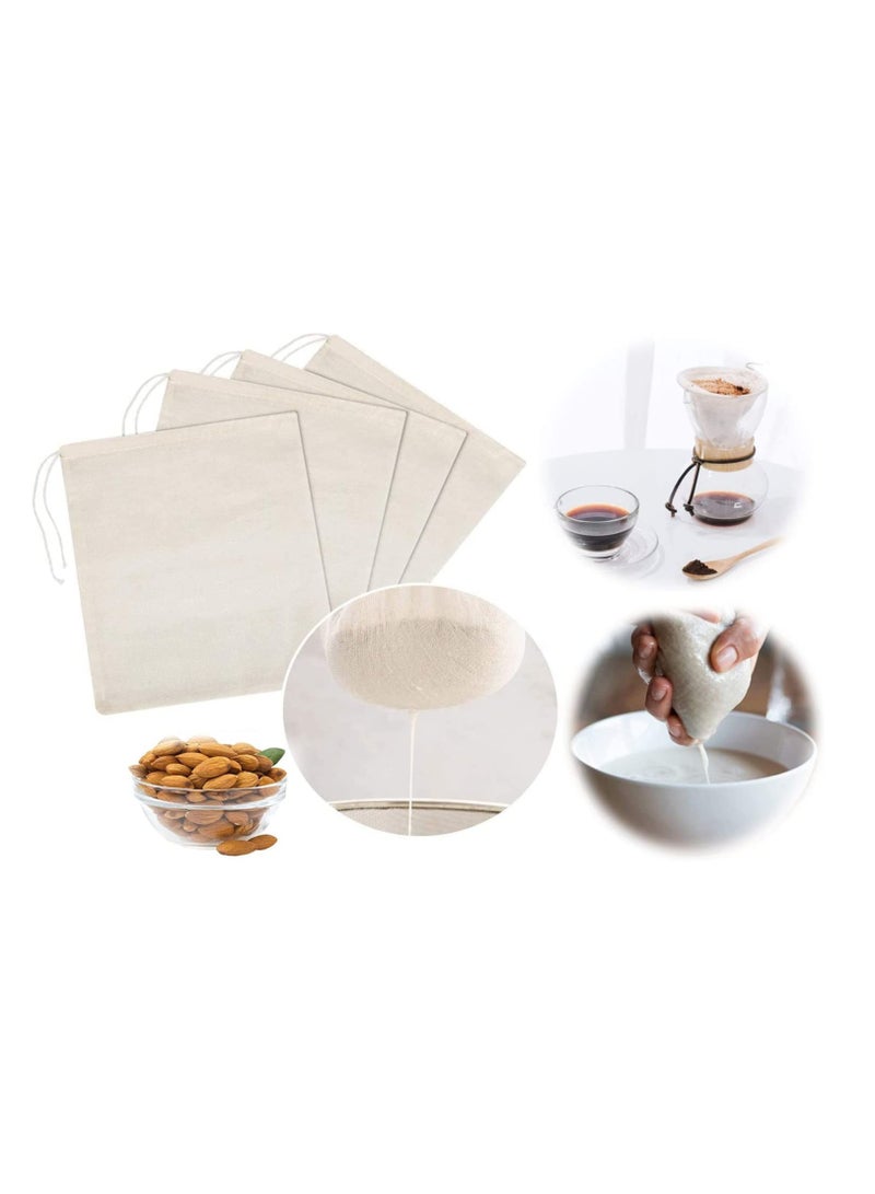 SYOSI Nut Milk Bag, 4 Pcs Cheesecloth Bag, Unbleached Cotton Fabric Cooking Twine, Washable and Reusable Strainer for Cheesemaking, Food Filter/Strainer, 25 x 30 cm - Image 1