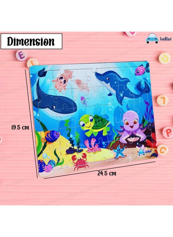 فنبلاست ألغاز فن بلاست للأطفال - 35 قطعة من ألغاز الصور المقطوعة للحيوانات البحرية للأطفال من سن 3 إلى 5 سنوات، ألغاز الصور المقطوعة المصنوعة من الأكريليك، ألغاز الأرضية للأطفال، ألعاب ألغاز الصور المقطوعة التعليمية والتعلمية (متعددة الألوان) - Image 2