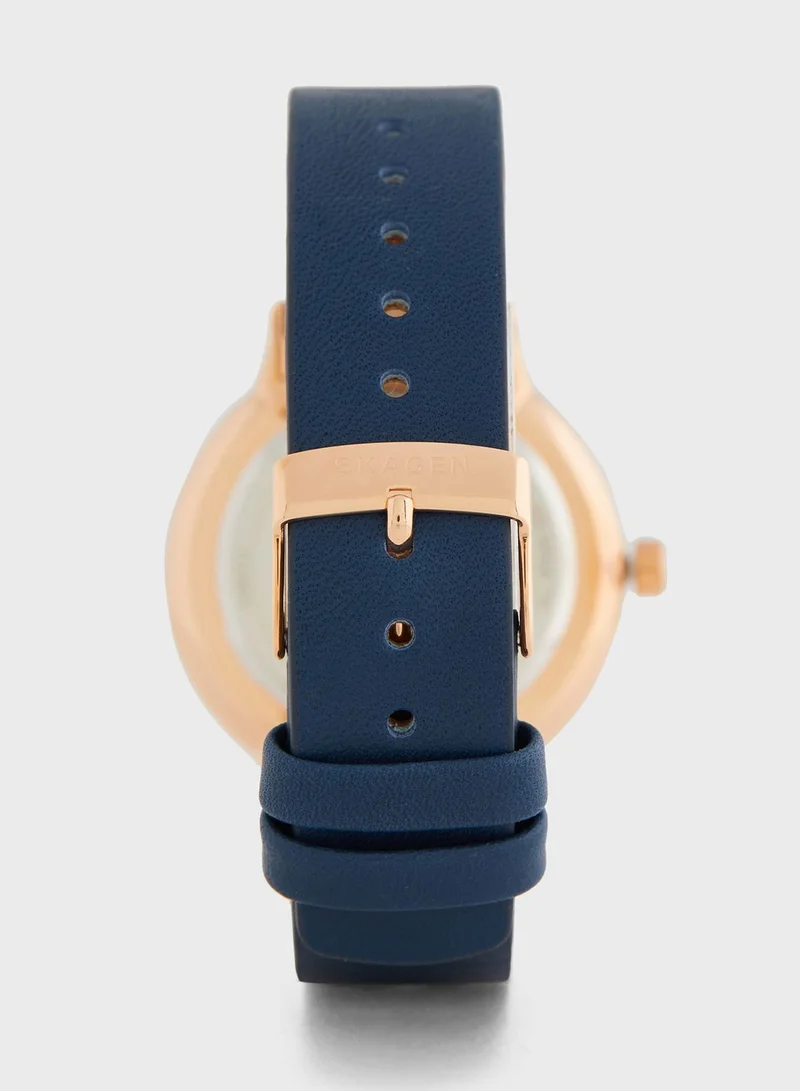 Skagen Riis Pu Strap Analog Watch