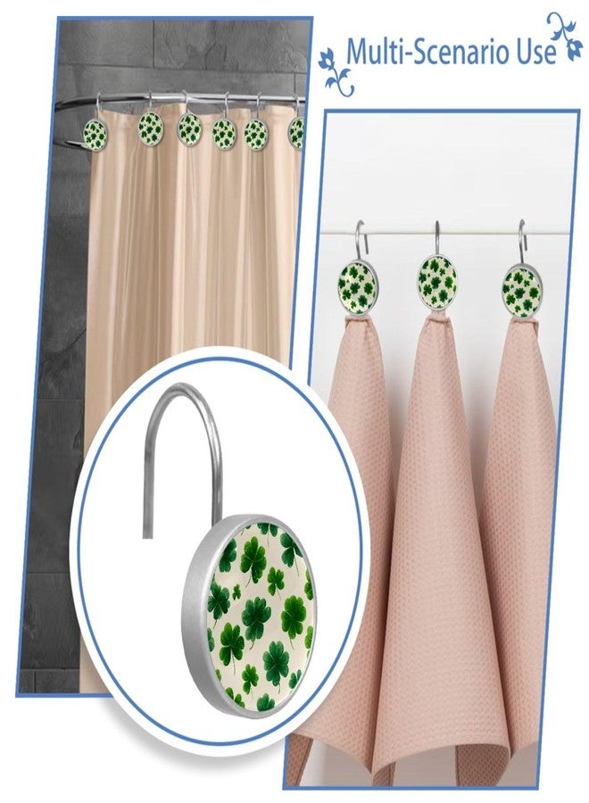 St. Patrick's Day Shamrock Round Shower Curtain Hooks Set of 12 Stainless Steel Decorative Hanger Rings for Bathroom Kitchen Bedroom Curtain Rods - Image 5