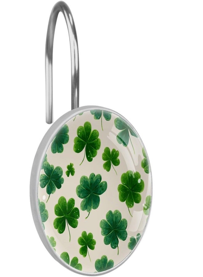 St. Patrick's Day Shamrock Round Shower Curtain Hooks Set of 12 Stainless Steel Decorative Hanger Rings for Bathroom Kitchen Bedroom Curtain Rods - Image 1