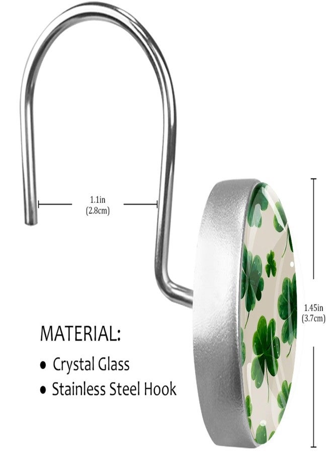 St. Patrick's Day Shamrock Round Shower Curtain Hooks Set of 12 Stainless Steel Decorative Hanger Rings for Bathroom Kitchen Bedroom Curtain Rods - Image 3