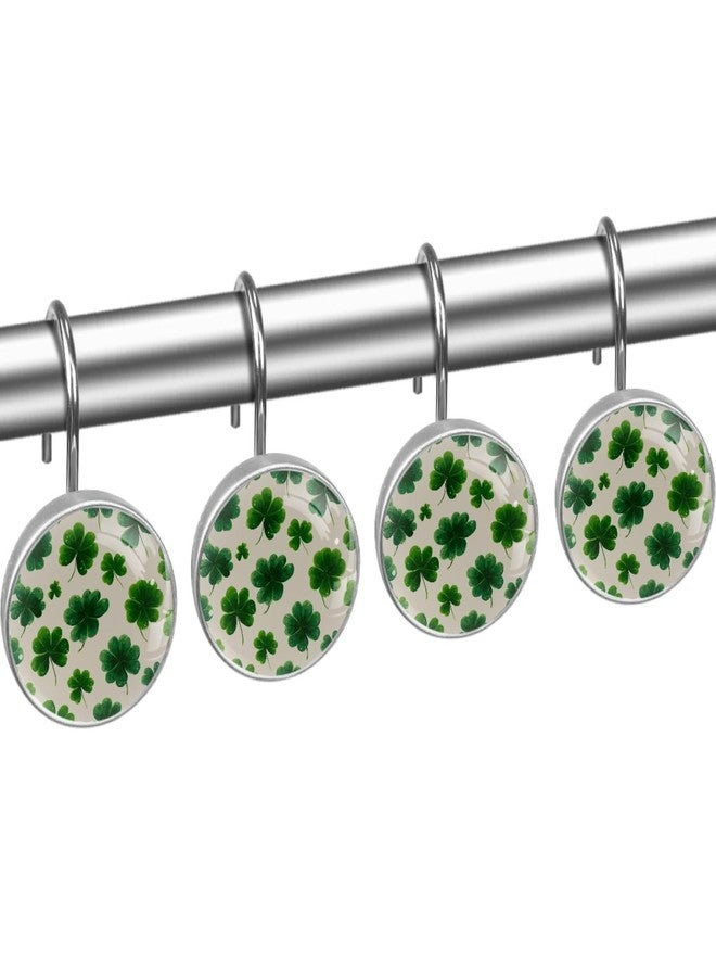 St. Patrick's Day Shamrock Round Shower Curtain Hooks Set of 12 Stainless Steel Decorative Hanger Rings for Bathroom Kitchen Bedroom Curtain Rods - Image 2