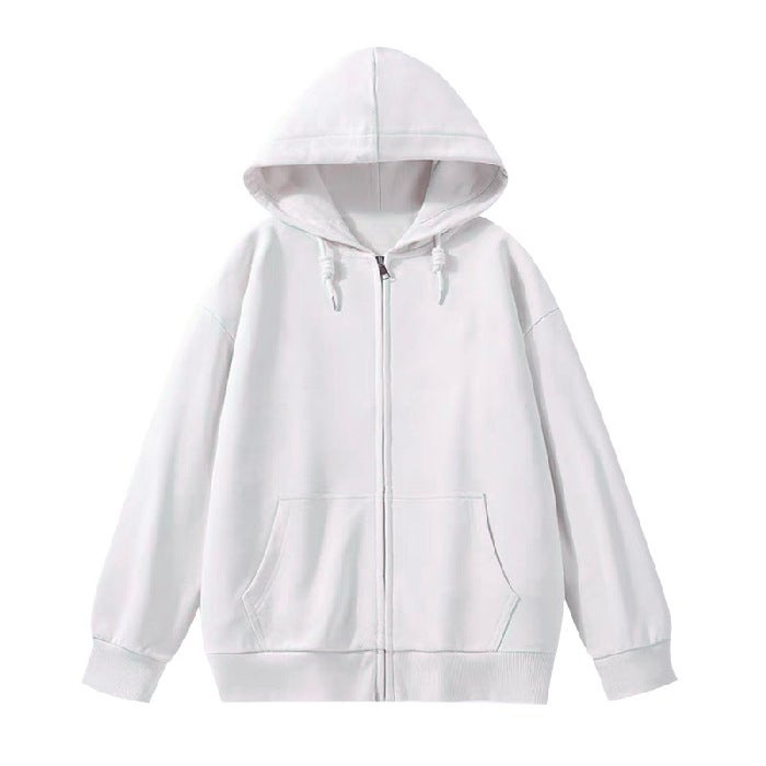 Thick Fleece Hoodie Women Autumn Winter Warm Zipper Jacket 01 White - Image 1