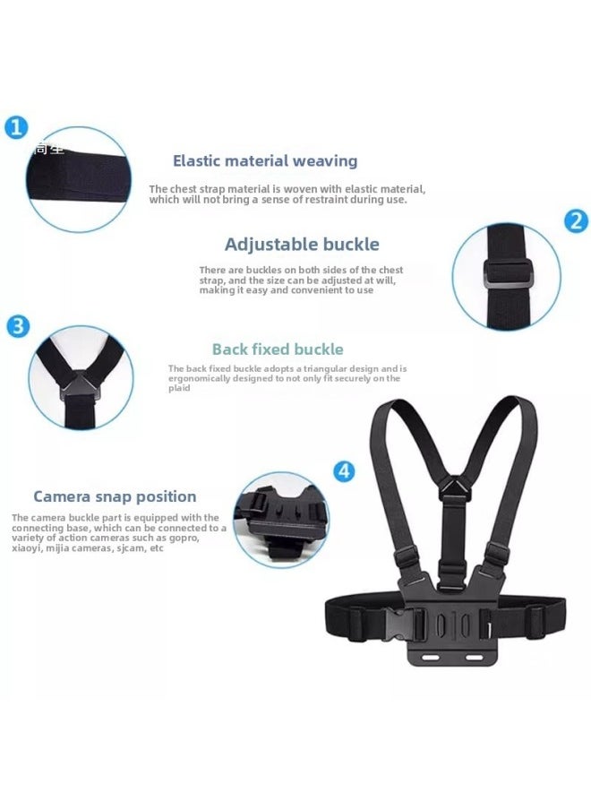Generic For DJI Osmo Pocket3 Sports Camera Accessories Frame Head Wear Chest Strap Backpack Clip Selfie Stick Tripod-Color:Pocket3 3m Aluminum Alloy Selfie Stick + Adjustable Aluminum Alloy Enlarged Tripod  - Image 5