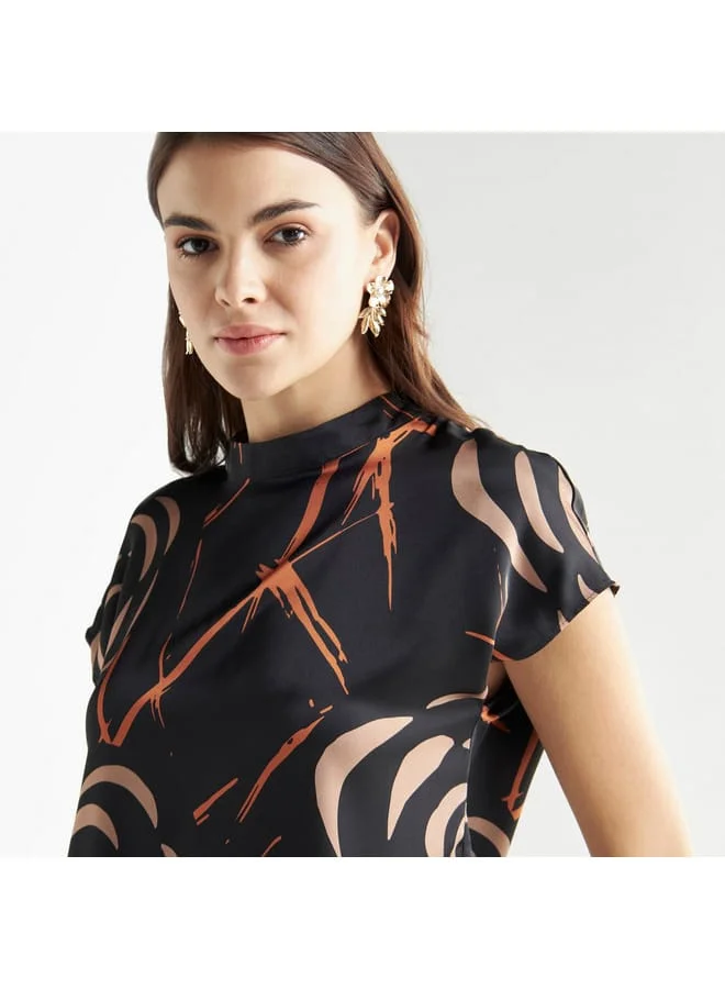 Splash FAV All-Over Floral Print Top with High Neck