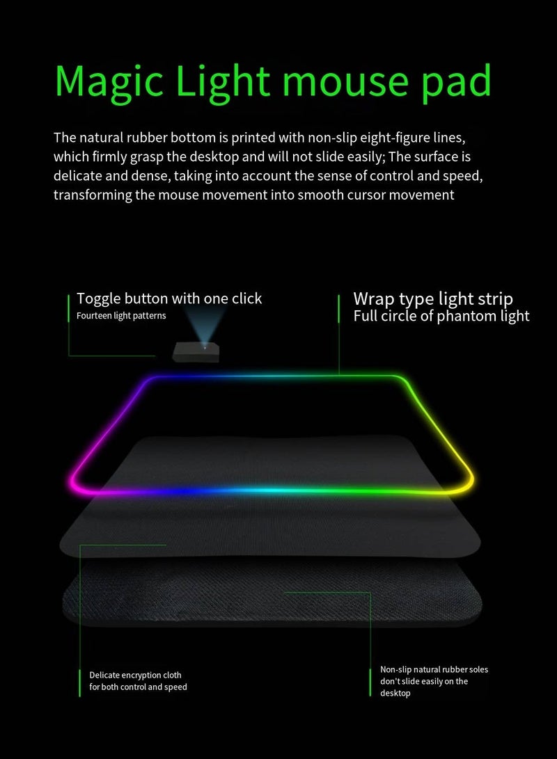 Extra Large Soft LED Gaming Mouse Pad with Anti Slip Rubber Base Extended Keyboard Mat for Computer - Image 3