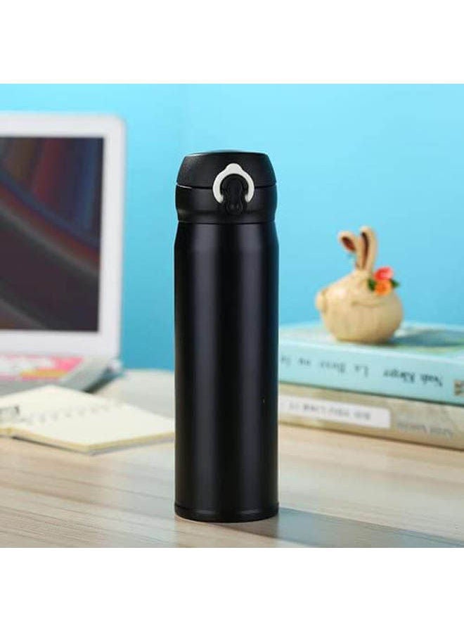 NIBEMINENT Double Wall Vacuum Flask Bottle With Lid Black