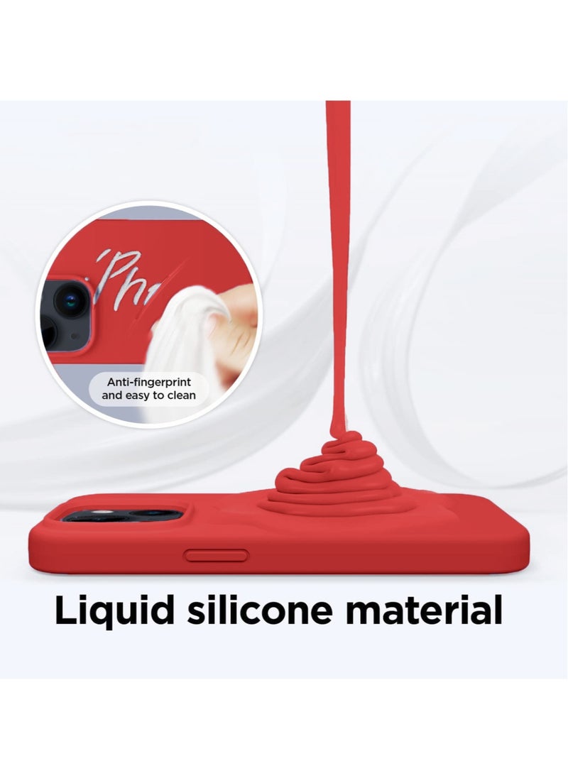 Techie - غطاء خلفي من Techie Soft Smooth Silicone MagSafe ببطانة من الألياف الدقيقة من الجانب الداخلي لهاتف Apple iPhone 15 Plus - أحمر - Image 1
