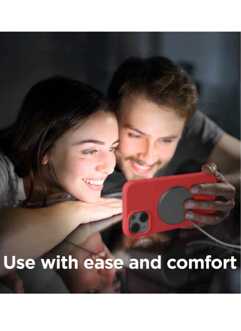 Techie - غطاء خلفي من Techie Soft Smooth Silicone MagSafe ببطانة من الألياف الدقيقة من الجانب الداخلي لهاتف Apple iPhone 15 Plus - أحمر - Image 1