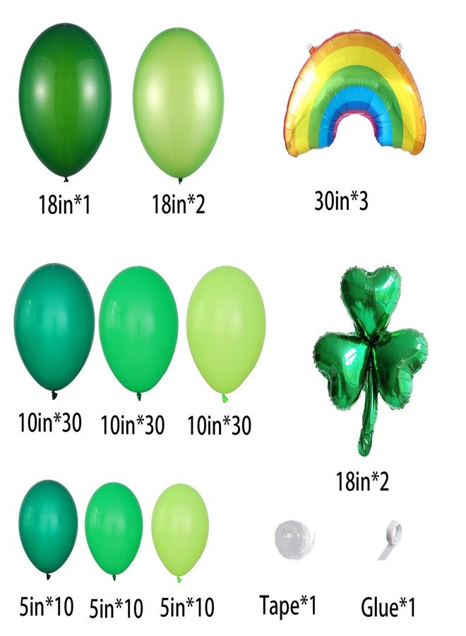 Tesochye 130pcs St. Patrick's Day Balloon Arch Garland Kit Green Balloons Lucky Shamrock Clover Rainbow Foil Balloons for Happy St. Patrick's Day Irish Festival Birthday Party Decorations - Image 2