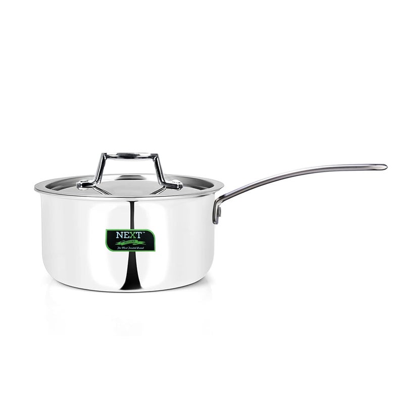 Next Future Next Future 5-Star Triply Stainless Steel Sauce Pan | 3L Milk Pan/Induction Pan with Lid | Dia: 22cm | Premium Induction Cookware Set | 2-Year Warranty | Heavy Bottom - Image 1