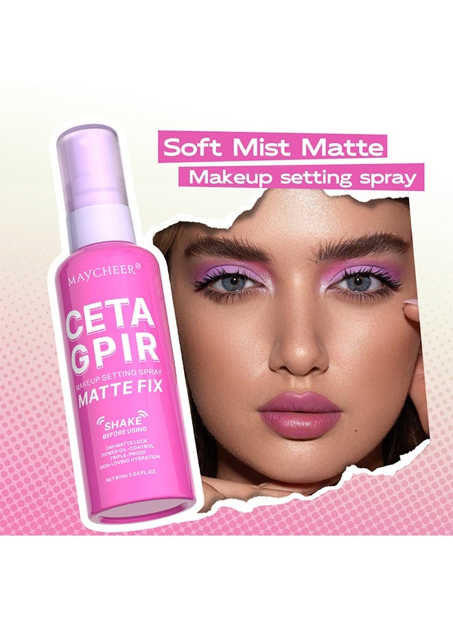 MAYCHEER Matte Fix,Makeup Setting Spray，24H Mstte Lock Power Oil ,Finishing Spray Long Lasting Face Mist Makeup Setting Spray - Matte Fix -60ml - Image 2