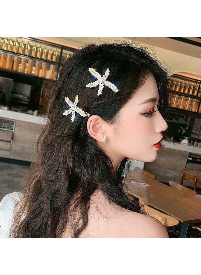 S SNUOY - 15Pcs Pearl Hair Clips Handmade Hair Barrettes Pearl Starfish Hairpin Set Headwear Accessories For Women And Girls - Image 1