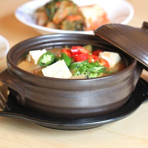 Crazy Korean Cooking Korean Stone Bowl Dolsot Sizzling Hot Pot for Bibimbap and Soup  Premium Ceramic Medium with Lid - Image 4