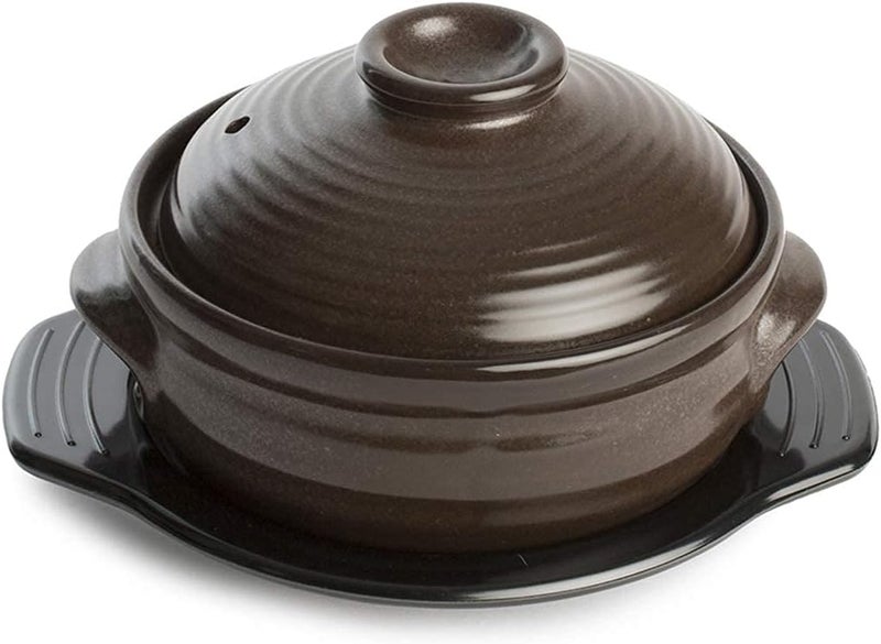 Crazy Korean Cooking Korean Stone Bowl Dolsot Sizzling Hot Pot for Bibimbap and Soup  Premium Ceramic Medium with Lid - Image 1