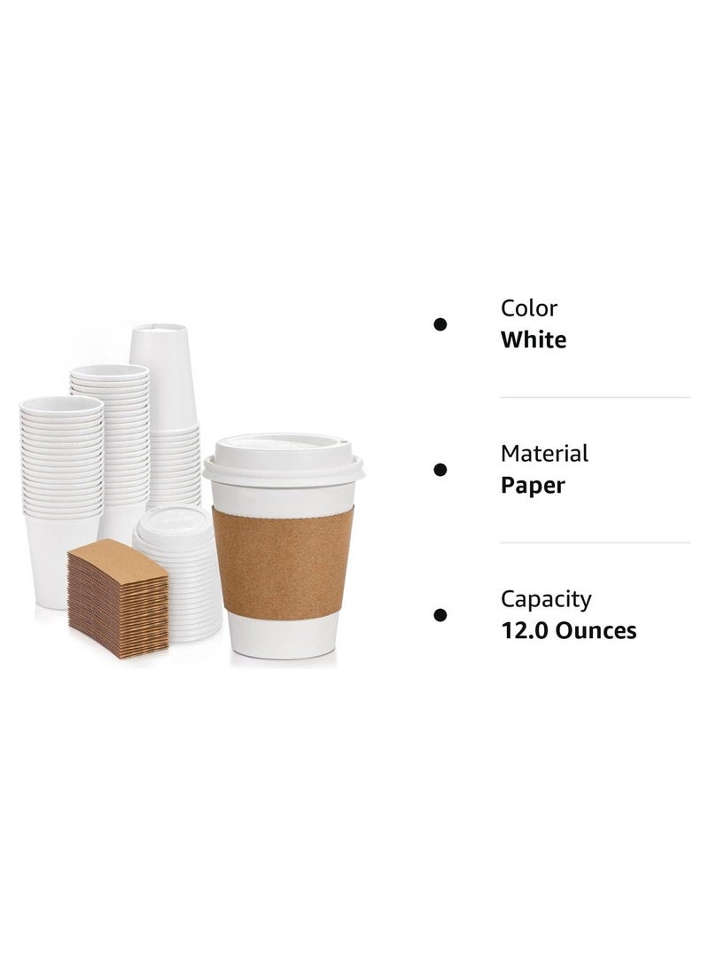 Paper coffee cups with white lids 50 pieces for drinks on the go such as hot chocolate tea and other drinks Ideal for cafes restaurants and companies  - Image 4