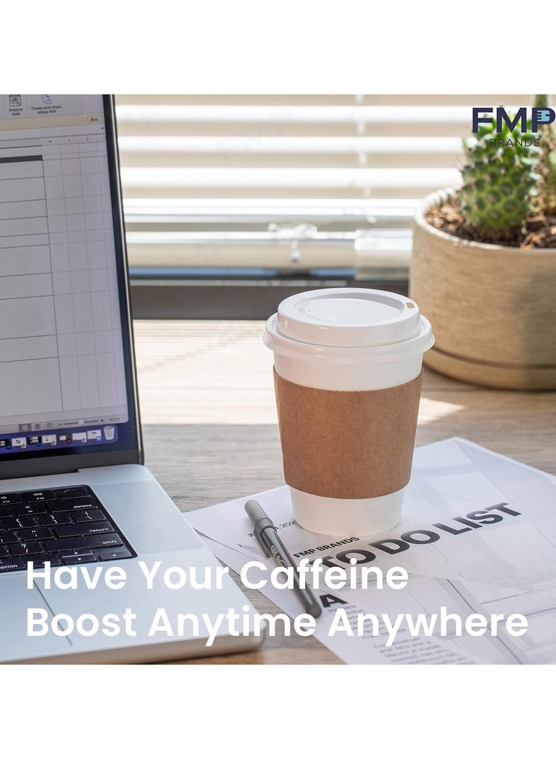 Paper coffee cups with white lids 50 pieces for drinks on the go such as hot chocolate tea and other drinks Ideal for cafes restaurants and companies  - Image 2