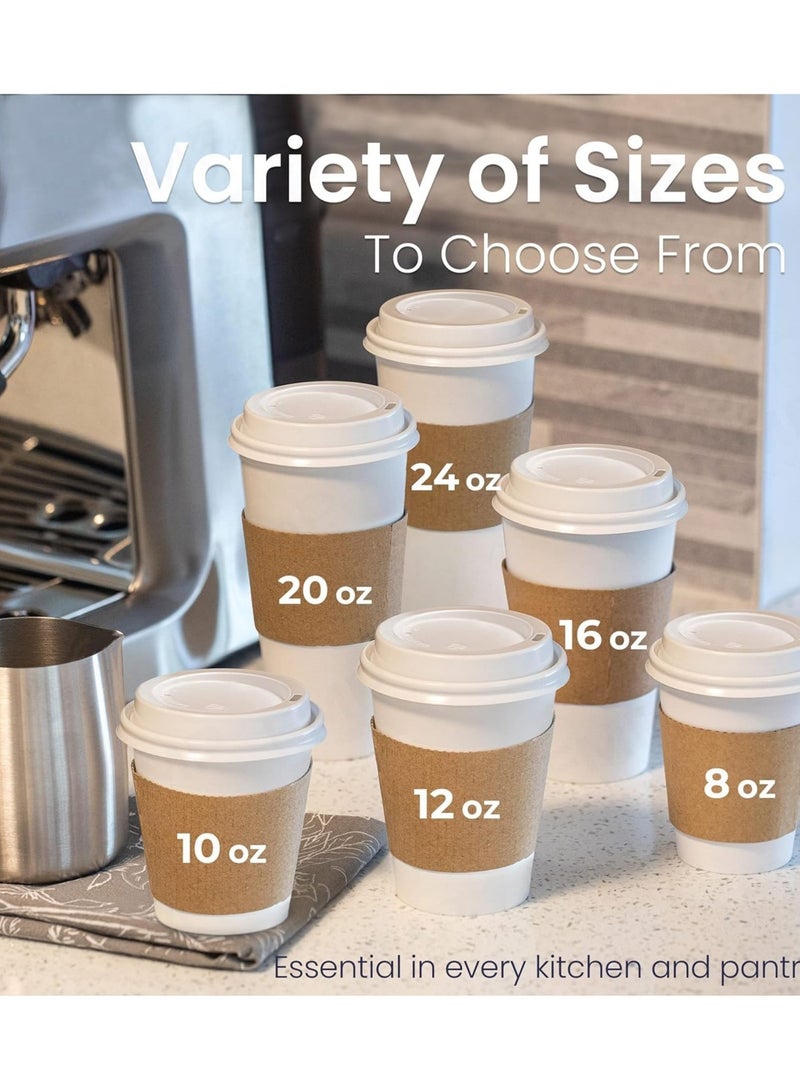 Paper coffee cups with white lids 50 pieces for drinks on the go such as hot chocolate tea and other drinks Ideal for cafes restaurants and companies  - Image 5