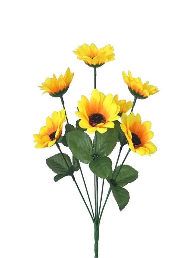 Aliotech 2 Bunches Yellow Sunflowers Artificial Flowers Mini Fake Sunflowers Bouquet with Stems for Home Decoration Party DIY Wedding Bouquets Baby Shower Outdoor Indoor Decoration(14 Flowers)