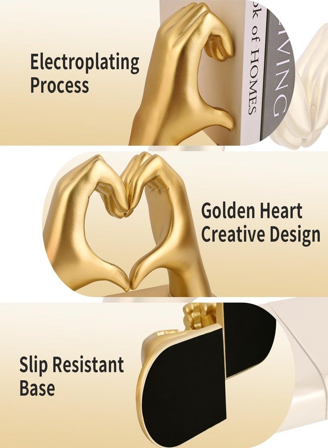 Kityemo Gold Decorative Bookends for Shelves, Heart Hands Book Ends Sculpture Aesthetic Decor for Bedroom Living Room Merch Apartment Bookshelf Birthday Women Decorations Stuff Aesthetic - Image 5