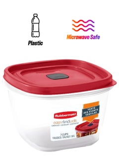 Rubbermaid Dishwasher and Microwave Safe Food Storage Container Clear and Red 1.6 L 6137715  - Image 1