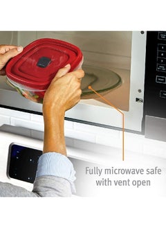Rubbermaid Dishwasher and Microwave Safe Food Storage Container Clear and Red 1.6 L 6137715  - Image 3