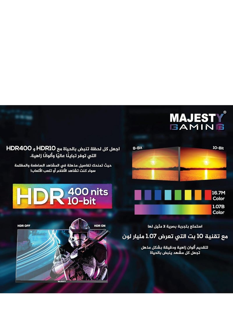 Majesty - Majesty 32 Inch 4K UHD Gaming Monitor 3840x2160, IPS, 144Hz, 1ms GTG, HDR400, 1.07B Color, sRGB 100%, Free SYNC, DisplayPort, HDMI 2.1, VESA, USB-C 65W - Image 1
