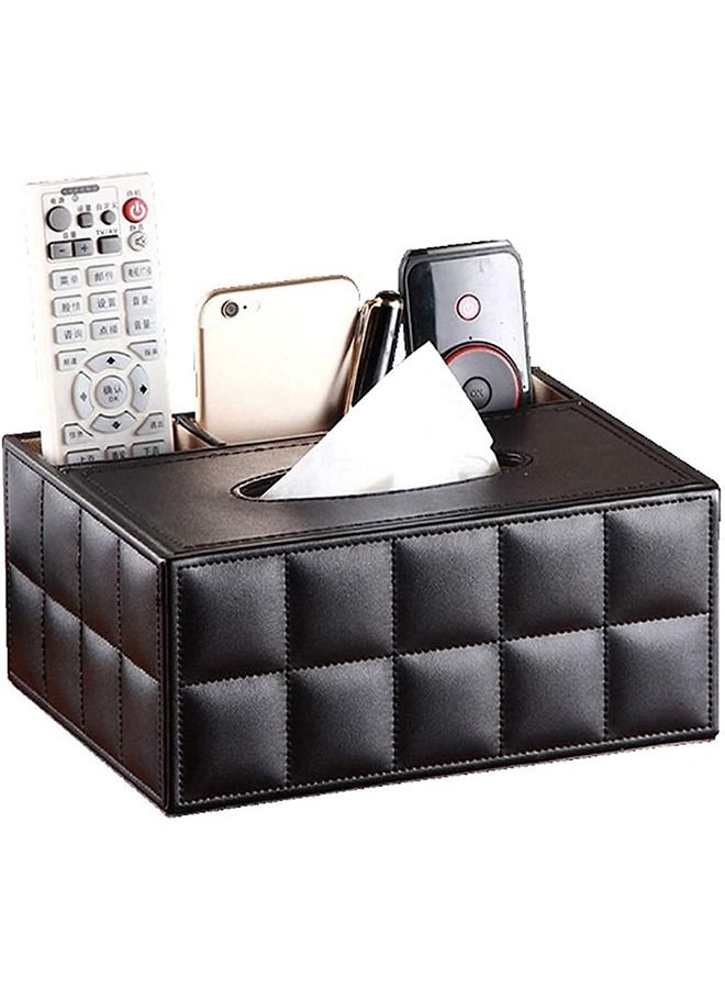 Arabest Multifunctional PU Leather Tissue Box Cover, Pencil Remote Control Holder, Square Desktop Storage Box Container, For Home Hotel Office Use  - Image 1
