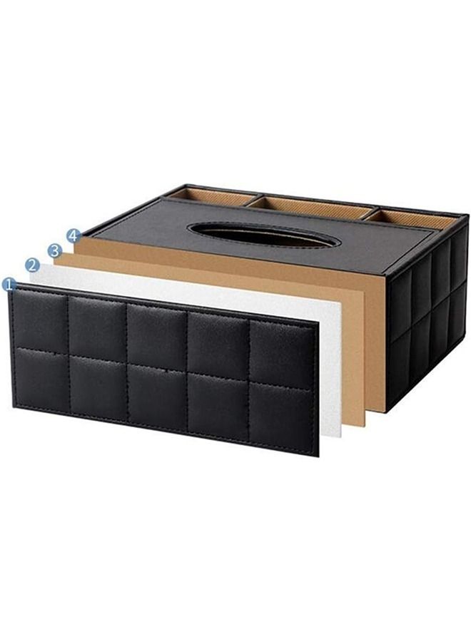 Arabest Multifunctional PU Leather Tissue Box Cover, Pencil Remote Control Holder, Square Desktop Storage Box Container, For Home Hotel Office Use  - Image 4