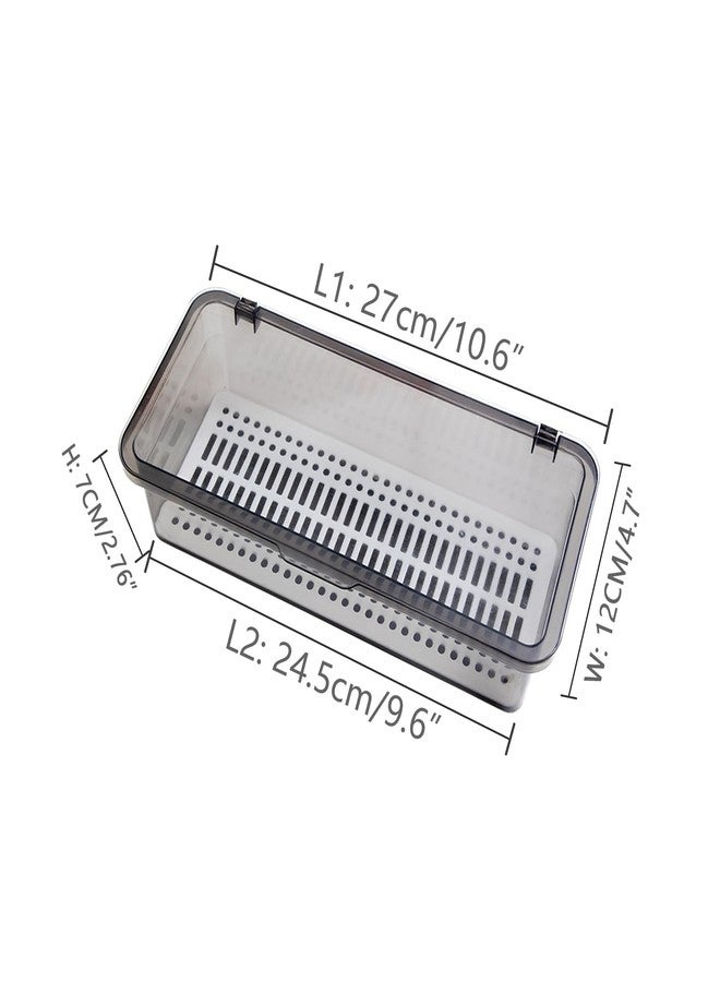 ICSTM Flatware Tray with Lid and Drainer,Silverware Tray Kitchen Dinnerware Holder and Utensil Storage Container for Flatware and Silverware (Grey) - Image 5