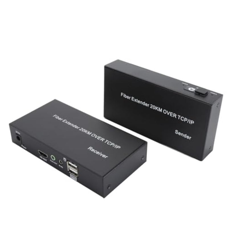 4K HDMI KVM USB Extender, 1080P 60Hz KVM Fiber Extender HDMI to Fiber Converter Over Fiber Optic Single Mode Up 20Km Support USB Mouse Keyboard UK Plug - Image 4