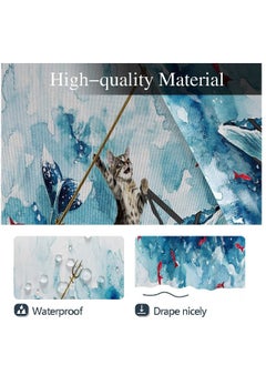 Funny Cat Shower Curtain, Riding Whale Ocean Cute Fun Cool Kids Anime Nautical Beach Theme Sea Wave Beach Fish Hilarious Bathroom 60 x 72 Inch Polyester Fabric Waterproof 12 Pack Hooks