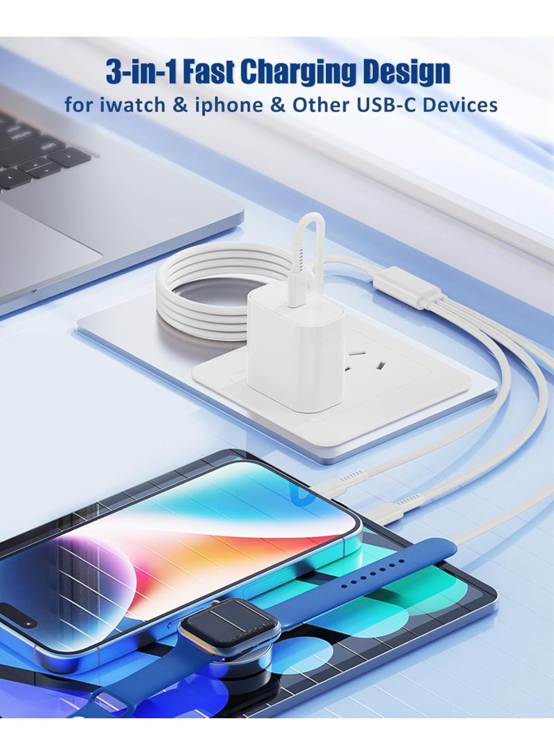 general for Apple Watch Charger Fast Charging,3 in 1 Multi Chargers Cable with 20W USB C Charger - Image 2