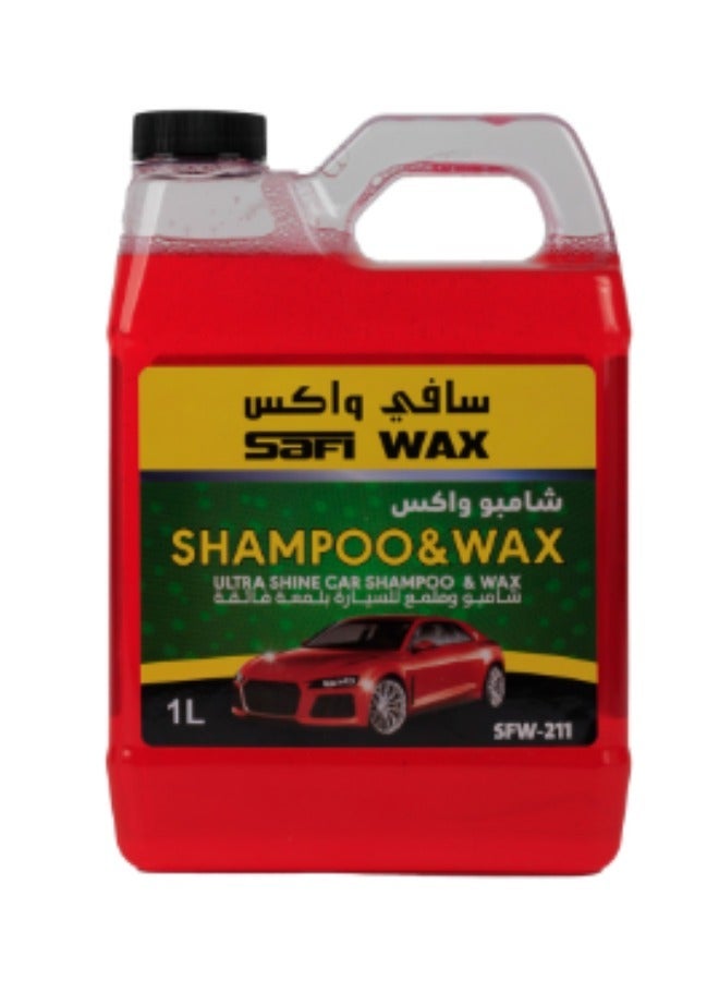 سافي واكس شامبو سيارات Safi Wax Ultra Shine مع واكس – تنظيف عميق ولمعان فوري وحماية للطلاء – 1 لتر (أحمر) - Image 2