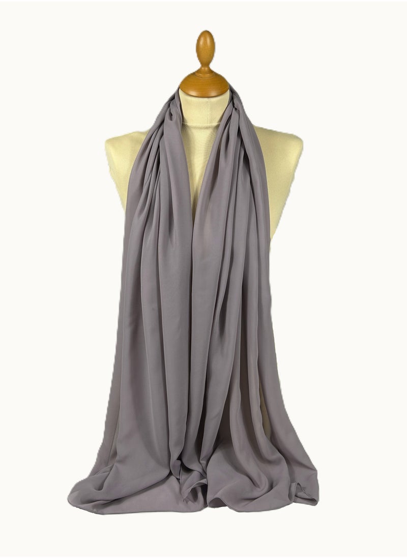 Perfectory PERFECTORY Women Lightweight Solid Chiffon Hijab Shawl Soft Premium Abaya Shawl Wrap Scarves, Long Bridal Hijab Scarf- Fossil Grey  - Image 1