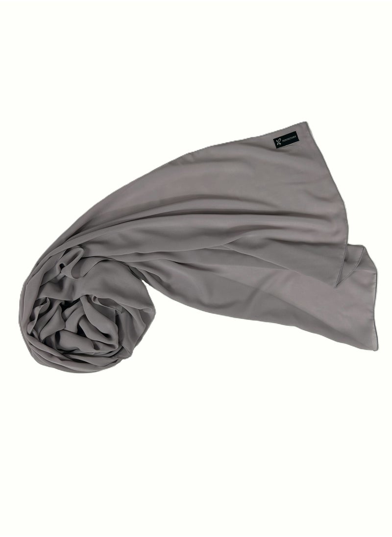 Perfectory PERFECTORY Women Lightweight Solid Chiffon Hijab Shawl Soft Premium Abaya Shawl Wrap Scarves, Long Bridal Hijab Scarf- Fossil Grey  - Image 3