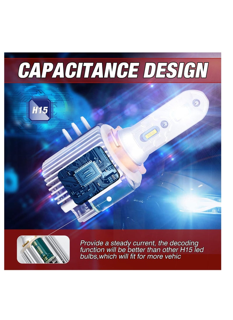 Generic 2 PCS H15 LED Headlight Bulb,  White Extremely Bright Daytime Running Light, 120W 12000LM High Brightnes, 6500K,Suitable for Audi Mercedes Benz BMW VW  - Image 4