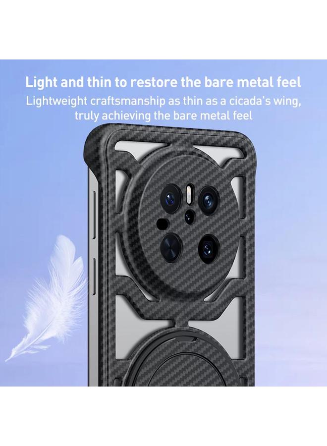 اس-توب جراب هاتف Huawei Mate 70 من ألياف الكربون المجوفة مع حامل دوار MagSafe - Image 3