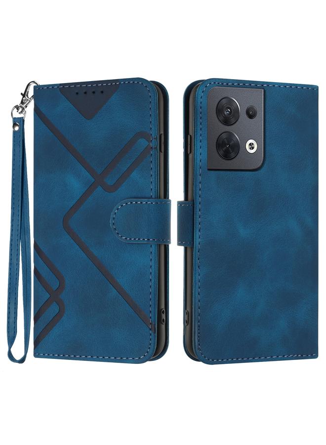 اس-توب جراب لهاتف OPPO Reno8 5G بنمط خطوط من الجلد الملمس - Image 1