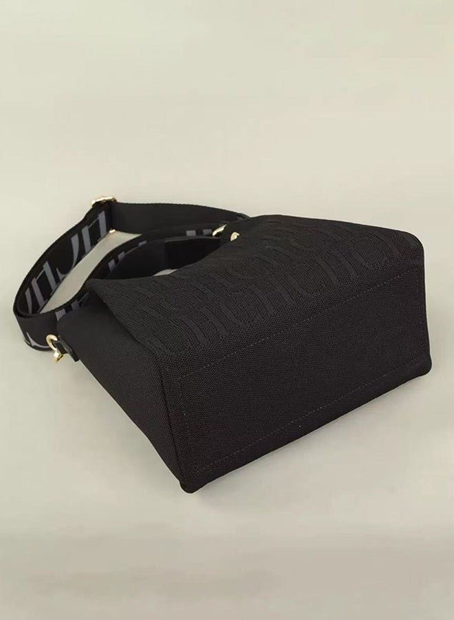 CH CH CHCH Classic Retro New Solid Color Letter Design Women's Shoulder Bag Fashion Party Multifunctional Occasion Handbag Black - Image 3