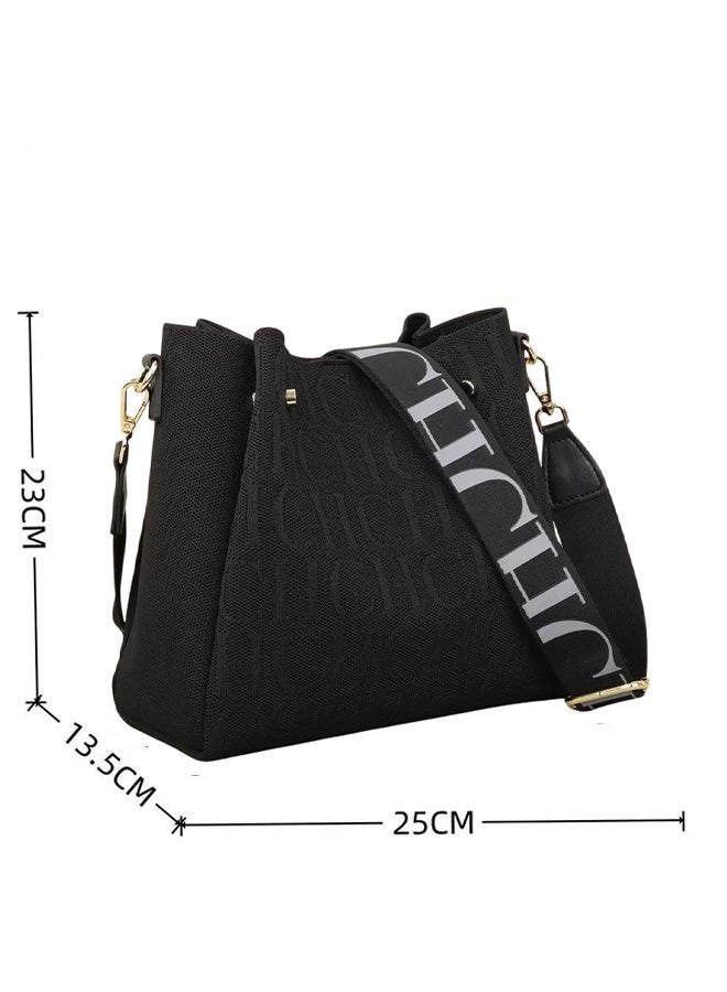 CH CH CHCH Classic Retro New Solid Color Letter Design Women's Shoulder Bag Fashion Party Multifunctional Occasion Handbag Black - Image 5