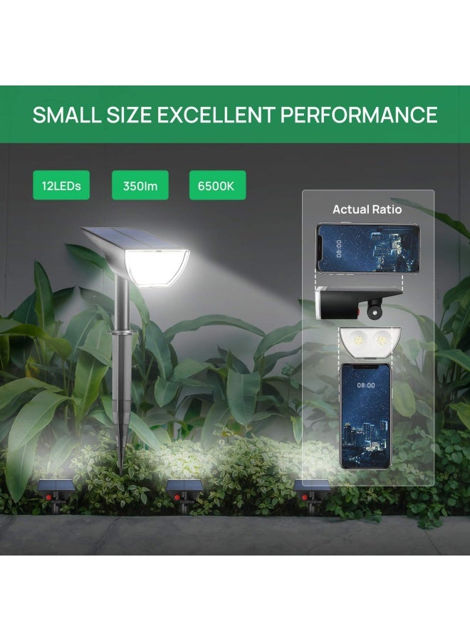 Linkind 12 Leds Landscape Solar Spotlights 350Lm 6500K Daylight White 2 In 1 Outdoor Solar Powered Garden Lights Dusk To Dawn Ip67 Waterproof For Garden Yard Patio Driveway Porch 6 Pack - Image 3