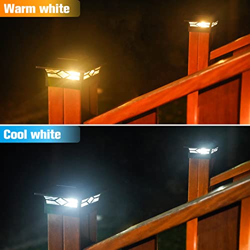 VOLISUN Solar Post Cap Lights: 6 - Pack Outdoor Deck Post Cap Lights Black for Dock Fence Waterproof 2 Color Modes,4x4/6x6 Wooden/Vinyl Posts - Image 5