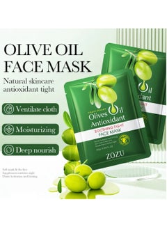 Zozu 10 Pcs Natural Skincare Olives Oil Antioxidant Soothing Tight Face Mask Set Hydrating Firming Moisturizing Soft Smooth Face Mask Sheet with Olive Oil for Women and Men Skin Care Facial Sheet  - Image 3
