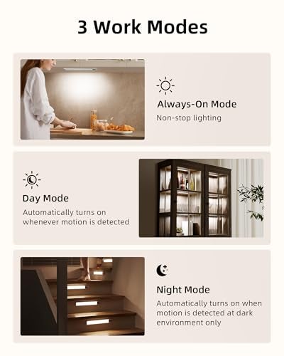 EZVALO Under Cabinet Lights, LED Closet Lights Wireless USB Charging, Motion Sensor Lighting Indoor 5700K Dimmable with Remote Control (White) 5 Pack - Image 5