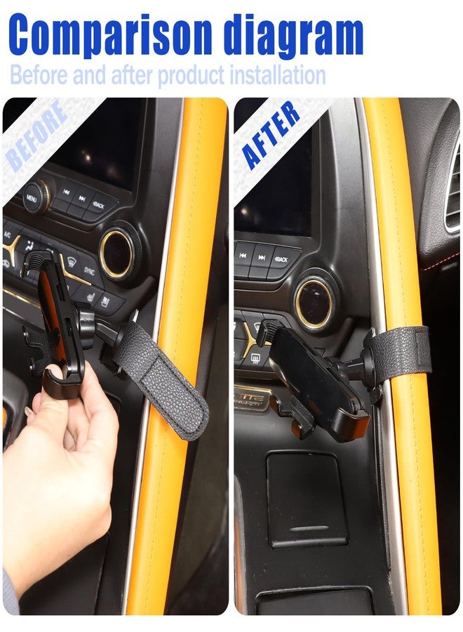 LLKUANG Center Console Car Mobile Phone Mount Compatible with Chevrolet Corvette C7 2014-2019,Center Handle Multifunctional Phone Holder,Navigation Bracket (Style A) - Image 2