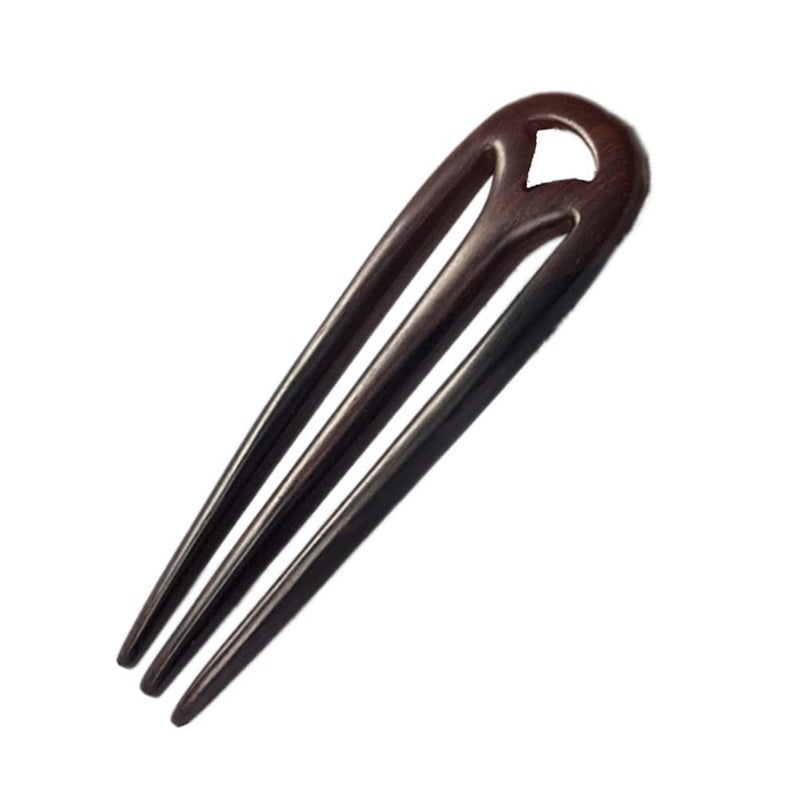 Beaupretty Beaupretty 3 Prong Hair Fork Carved Wood Hairpin Vintage Hair Chopstick Hair Bun Holder Hair Styling Accessory for Woman Girl  Brown