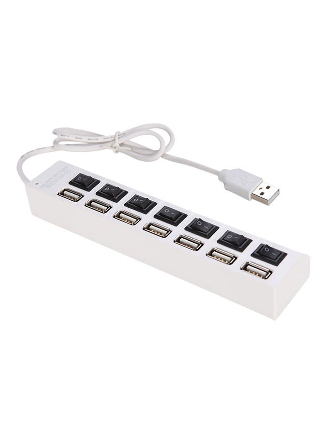 NIBEMINENT 7-Port 2.0 USB Hub White - Image 1
